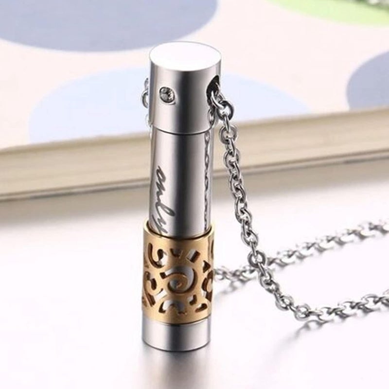 woobles Pendant Necklace, Enhancer Titanium Steel Jewelry Perfume Locket Necklace, Portable Hollow Out Wear Resistant Perfume Pendant for Gift Giving - Image 5